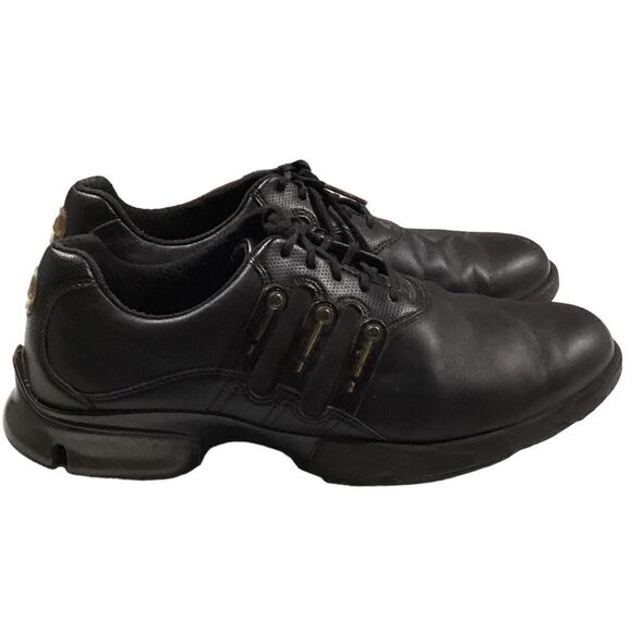 Adidas Golf Shoes Mens 9.5 Black A3 3 Stripe Soft Spike Waterproof Leather